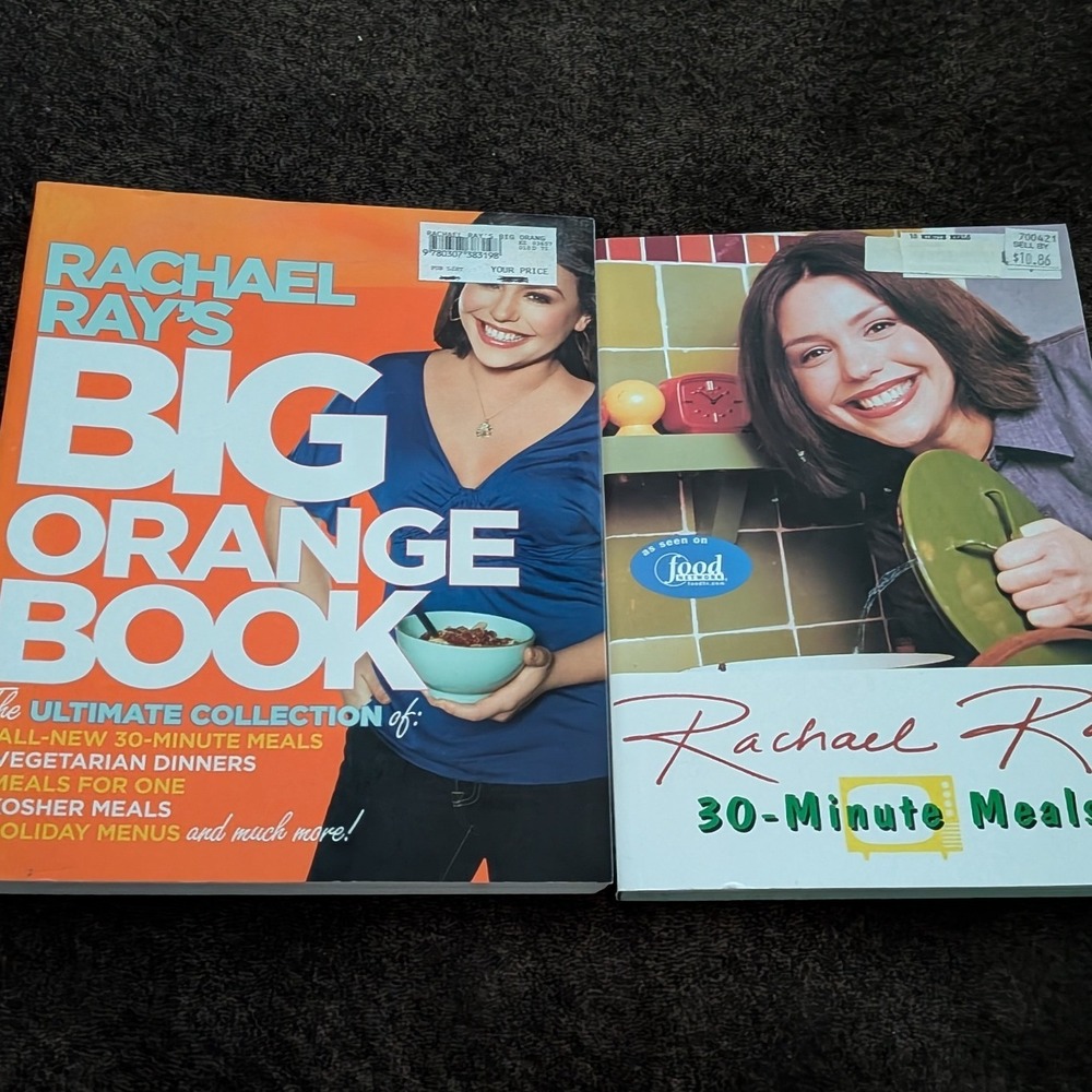 Rachael Ray Cookbook Lot Big Orange Book & 30-Minute Meals Softcover Bundle